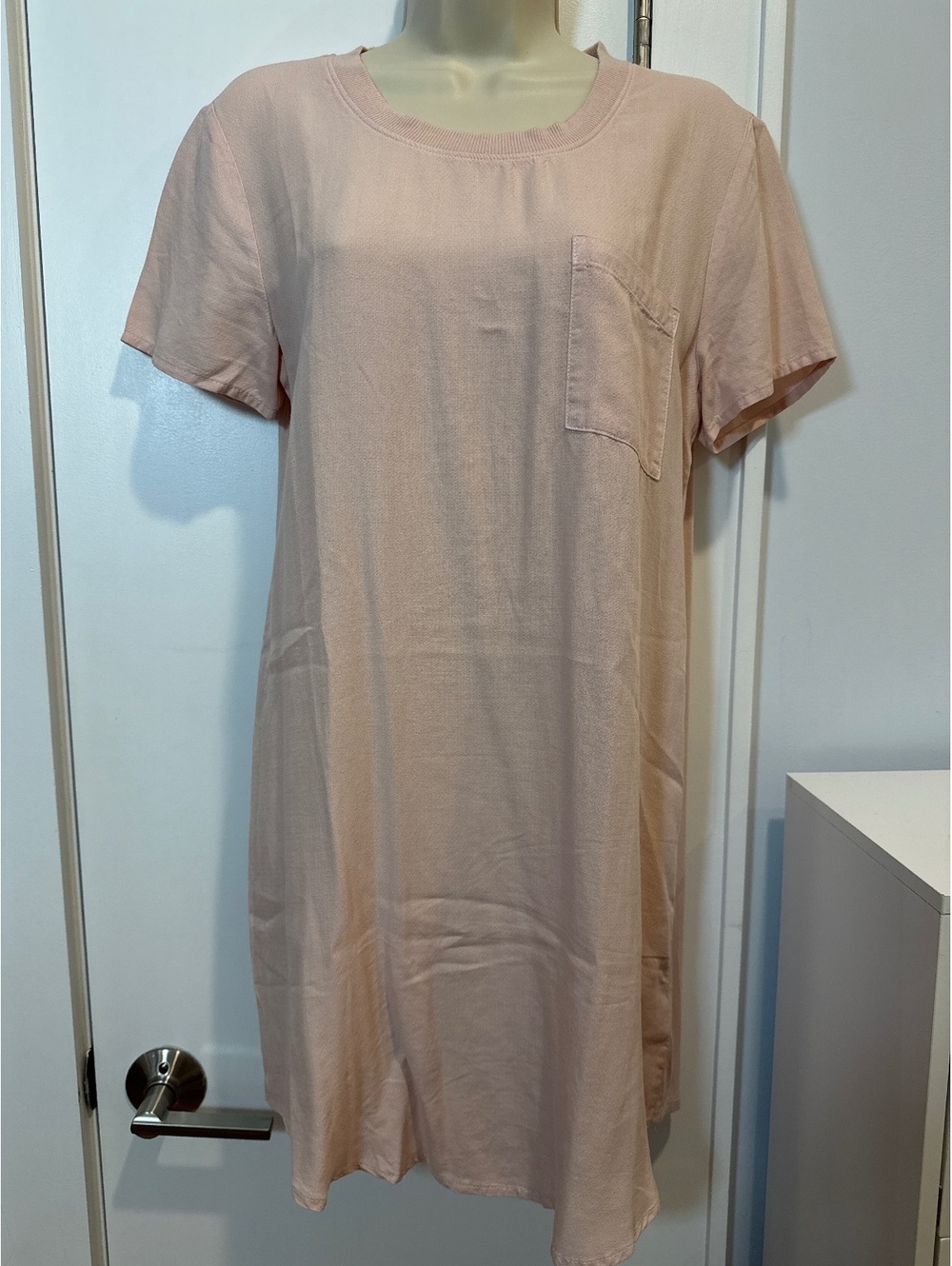Splendid Size S Light Pink Casual T-Shirt Dress with Chest Pocket